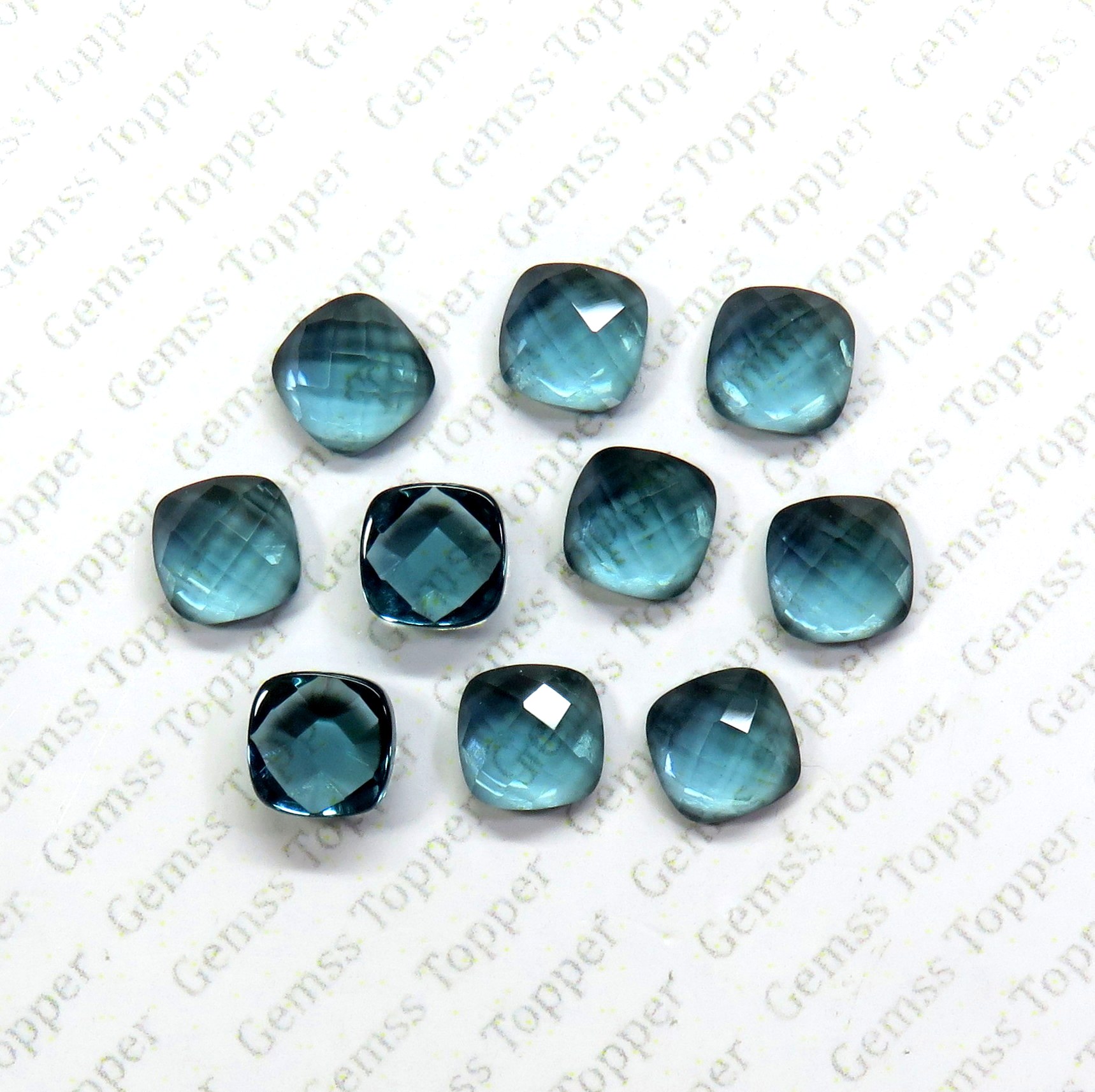 London Blue Topaz 10x10 mm Cushion Checker